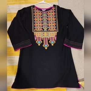 SOLD-Black Khadar Kurta - afghan, Pakistan, ondian style - Medium